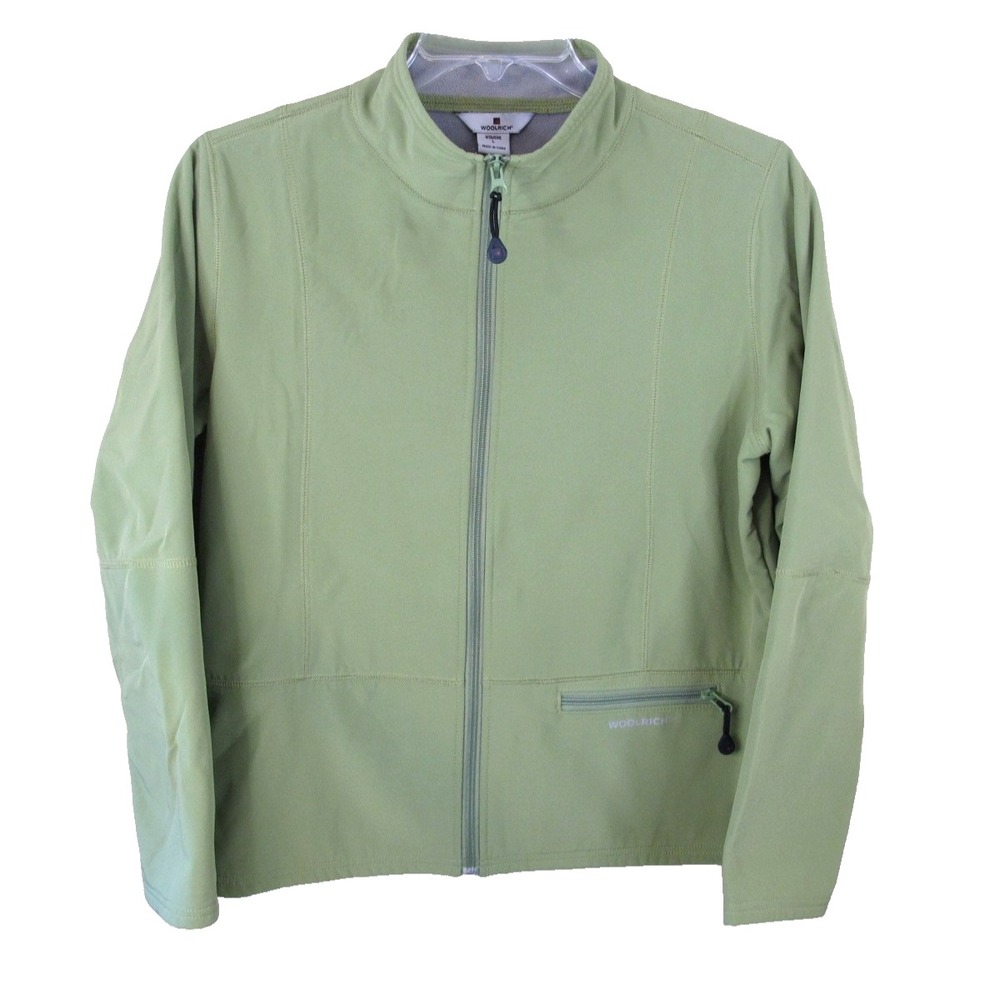 Woolrich Full Zip Softshell Jacket Women's Large Aloe Green Pockets